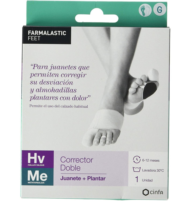 Corrector Doble Juanetes y Plantar - Farmalastic Feet (pie Izdo T - Gde) - Cinfa S a