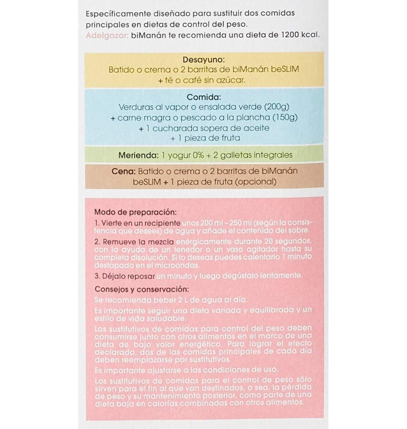 Bimanan Beslim Sustitutivo Batido (6 Sobres 55 g Sabor Fresa) - Nutricion Sante