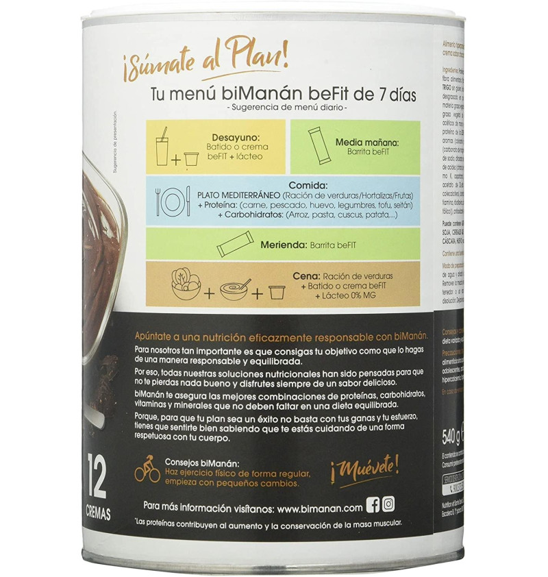 Bimanan Befit Proteina Crema (12 Dosis 540 g Sabor Chocolate) - Nutricion Sante