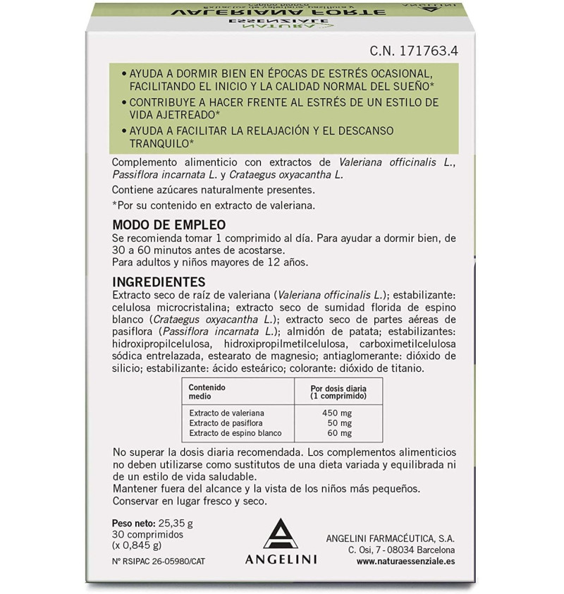 Valeriana Forte (30 Comprimidos) - Farmaceutica Angelini S.a