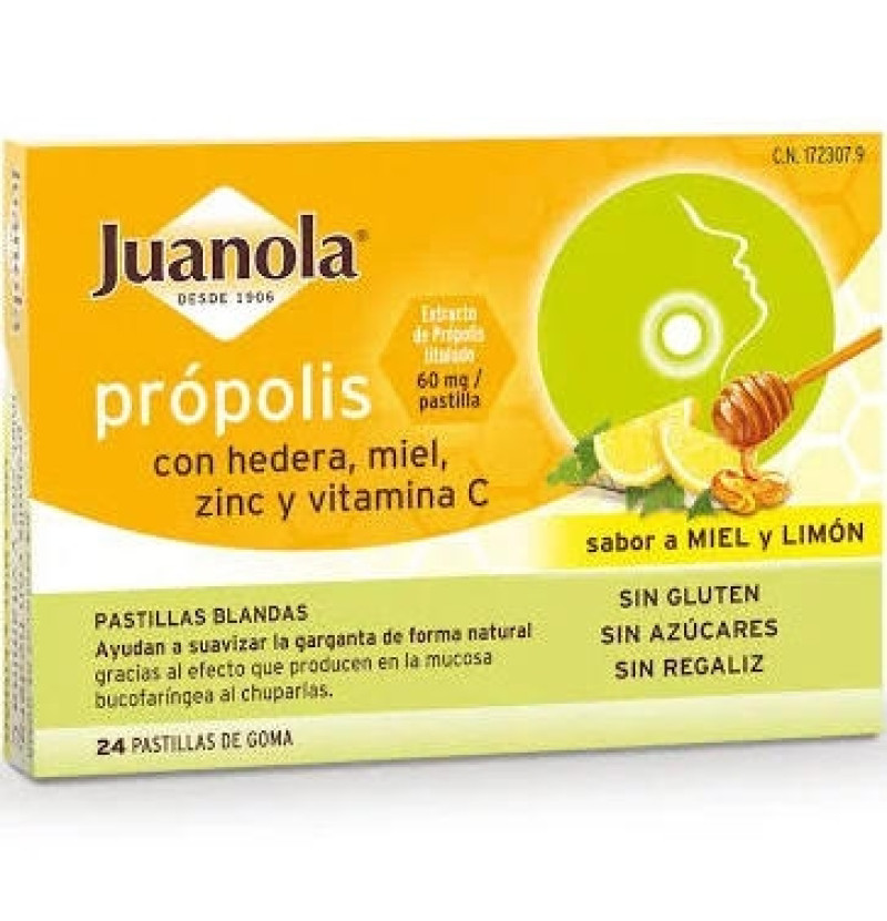 Juanola Propolis Hiedra Pastillas Miel Limon (24 Pastillas) - Farmaceutica Angelini S.a