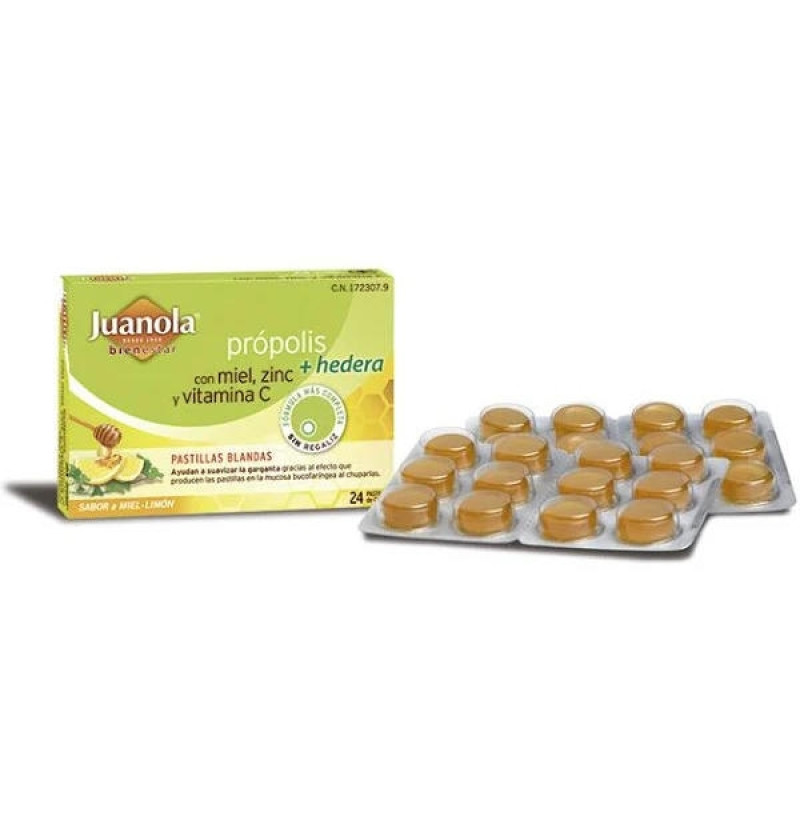 Juanola Propolis Hiedra Pastillas Miel Limon (24 Pastillas) - Farmaceutica Angelini S.a