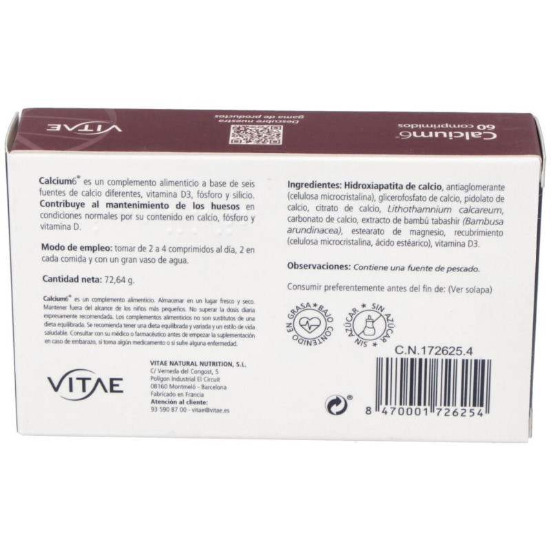Calcium6 60 Comprimidos - Vitae