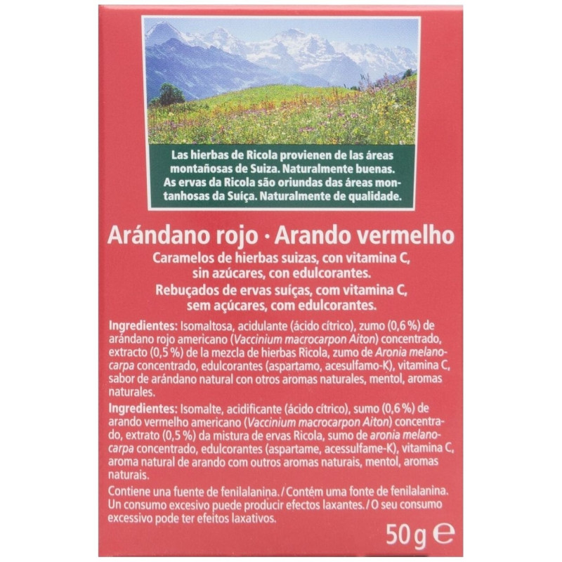 Caramelos sin Azúcar de Arándano Rojo, 50 g - Ricola