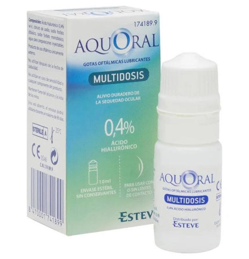 Aquoral Multidosis - Gotas Oftalmicas Lubricantes Esteriles (1 Envase 10 ml) - Esteve Laboratorios S.a