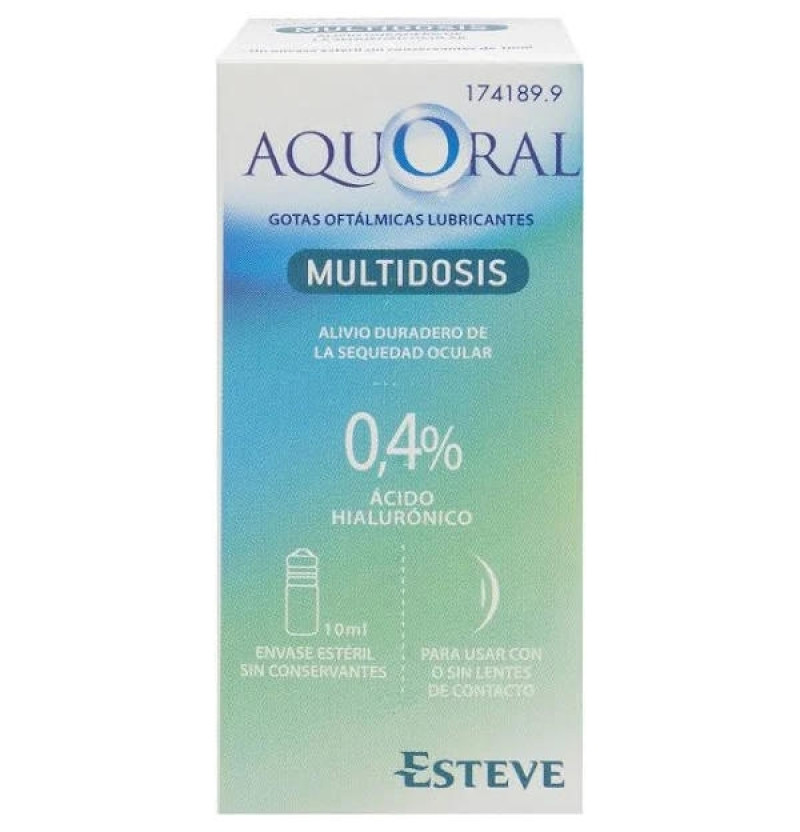 Aquoral Multidosis - Gotas Oftalmicas Lubricantes Esteriles (1 Envase 10 ml) - Esteve Laboratorios S.a