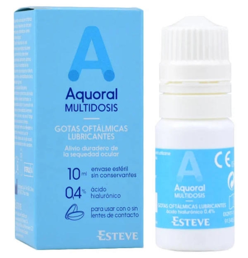Aquoral Multidosis - Gotas Oftalmicas Lubricantes Esteriles (1 Envase 10 ml) - Esteve Laboratorios S.a
