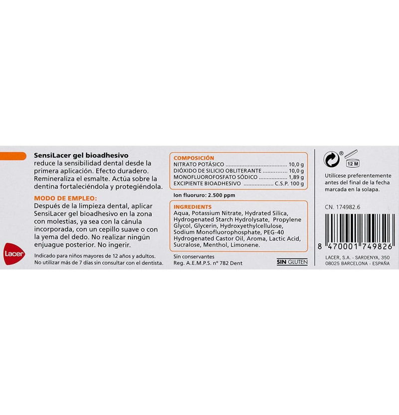 Sensilacer Sensibilidad Dental Gel Bioadhesivo (1 Envase 50 ml) - Otros Laboratorios