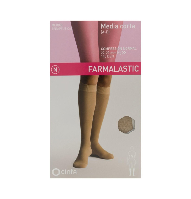 Media Corta (a - D) Compresion Normal - Farmalastic (talla Reina Plus Color Beige) - Cinfa S a