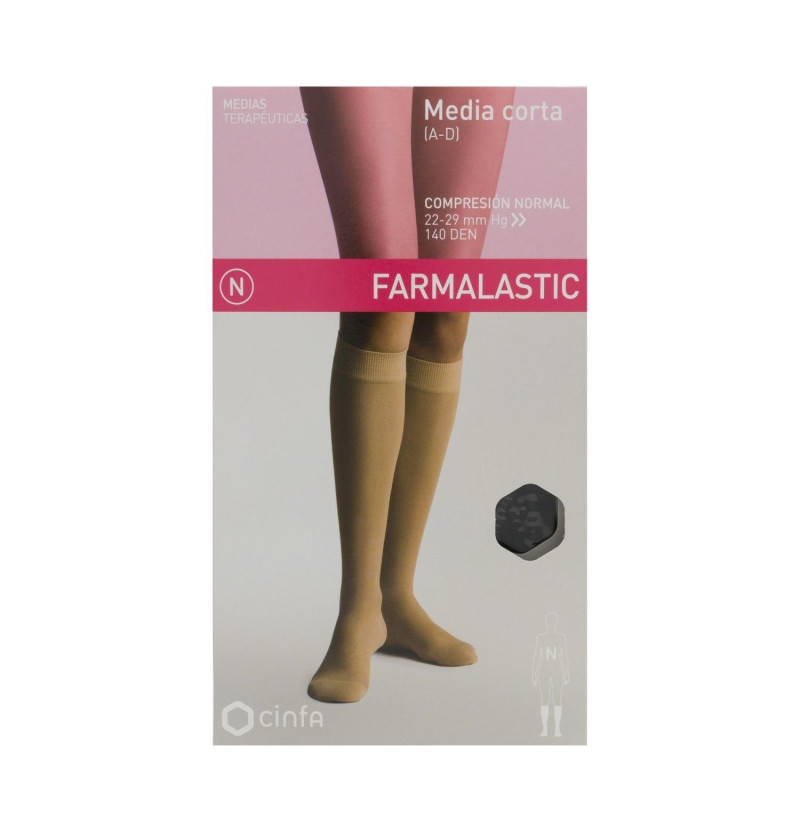 Media Corta (a - D) Compresion Normal - Farmalastic (talla Reina Plus Color Negro) - Cinfa S a