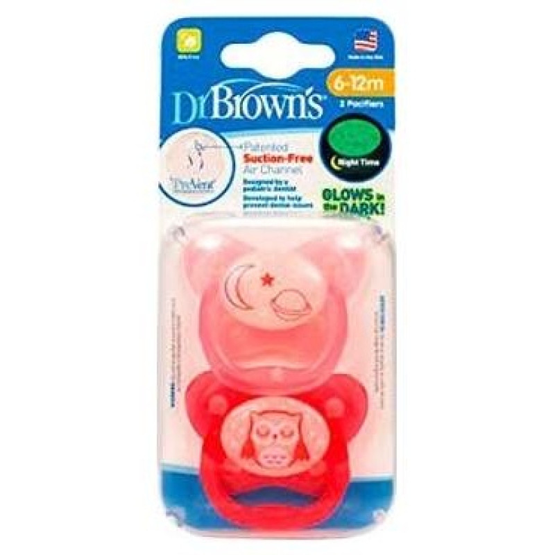 Drbrown'S Chupete Preventivo Nocturno Azul 6-18 Meses