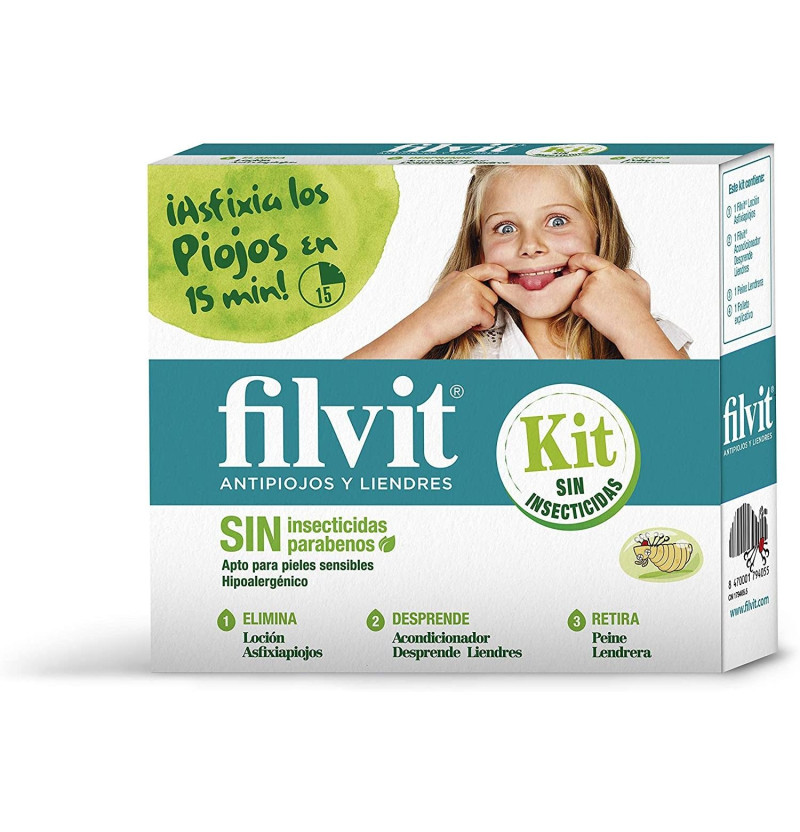Filvit Kit sin Insecticidas Locion Asfixiapiojos - Acondicionador Desprendeliendres (2 Envases 125 ml) - Otros Laboratorios