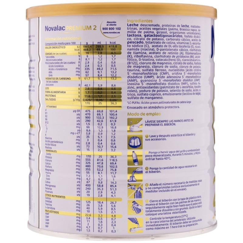 Premium 2 Leche Continuación +6m 800g - Novalac