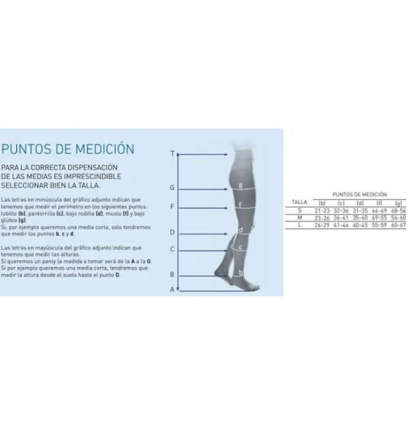 Media Larga (A-F) Compresion Ligera Blonda Silicona - Medilast Fresh (Talla Pequeña Color Beige)