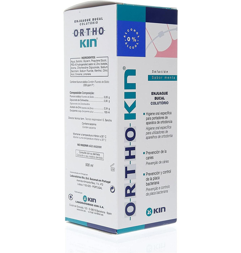 Orthokin Enjuague Bucal (1 Frasco 500 ml Sabor Menta) - Kin S.a. Laboratorio - Alicia