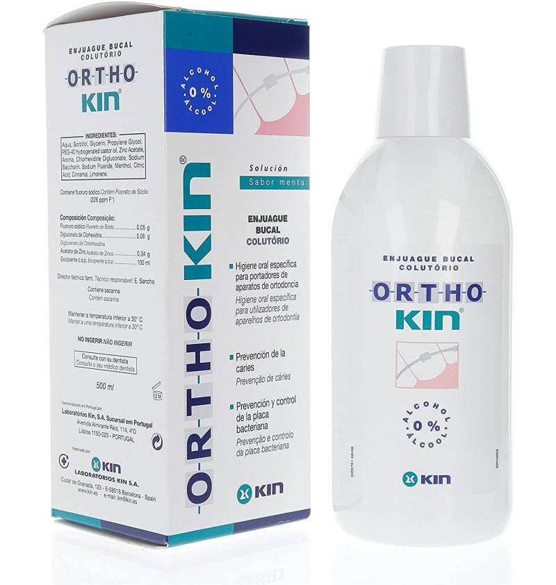 Orthokin Enjuague Bucal (1 Frasco 500 ml Sabor Menta) - Kin S.a. Laboratorio - Alicia
