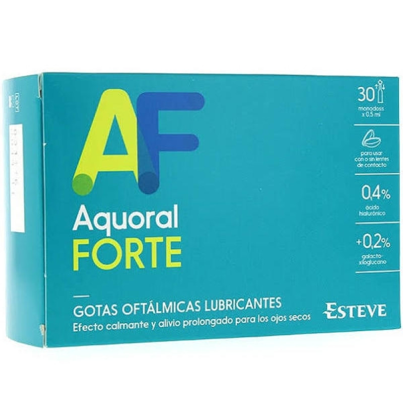 Aquoral Forte - Gotas Oftalmicas Lubricantes Esteriles (30 Monodosis 0,5 ml) - Esteve Laboratorios S.a