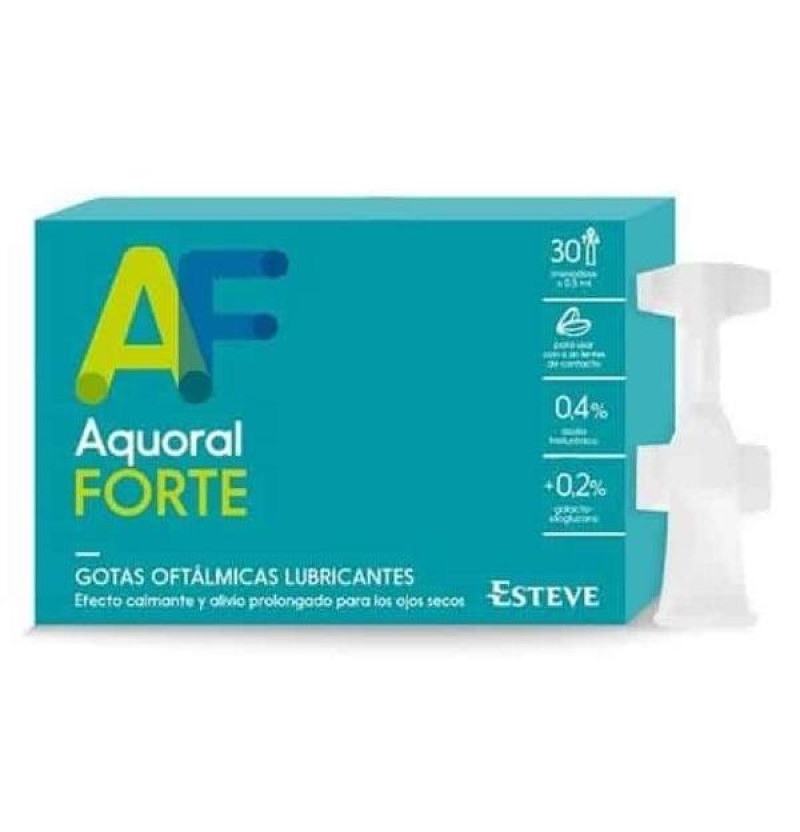 Aquoral Forte - Gotas Oftalmicas Lubricantes Esteriles (30 Monodosis 0,5 ml) - Esteve Laboratorios S.a