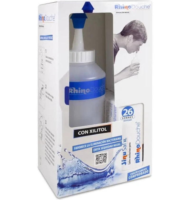 Rhinodouche Pack - Irrigador Nasal + Sinusal Xl (500 ml + 26 Sobres Mezcla de Sales 5 g) - Inmunotek