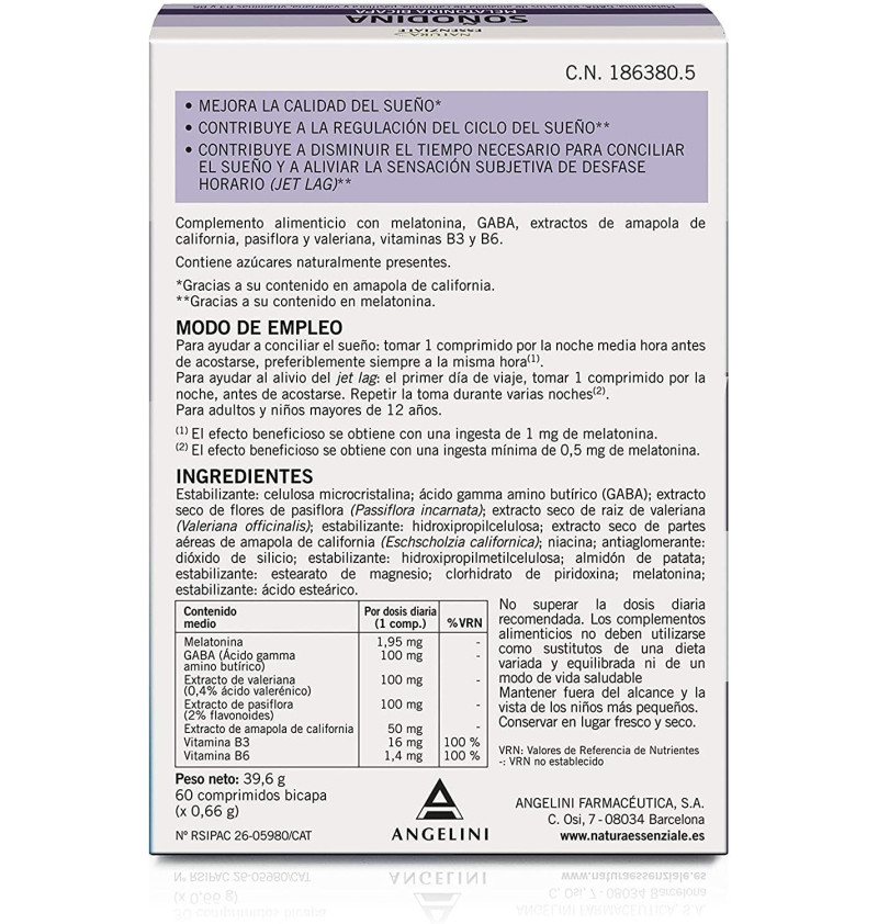Soñodina (60 Comprimidos Bicapa) - Farmaceutica Angelini S.a