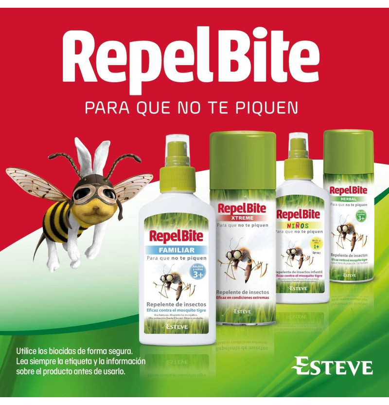 Repel Bite Herbal - Repelente de Insectos Uso Humano (spray 100 ml) - Esteve Laboratorios S.a