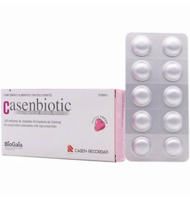 Casenbiotic (30 Comprimidos Sabor Fresa) - Casen Recordati