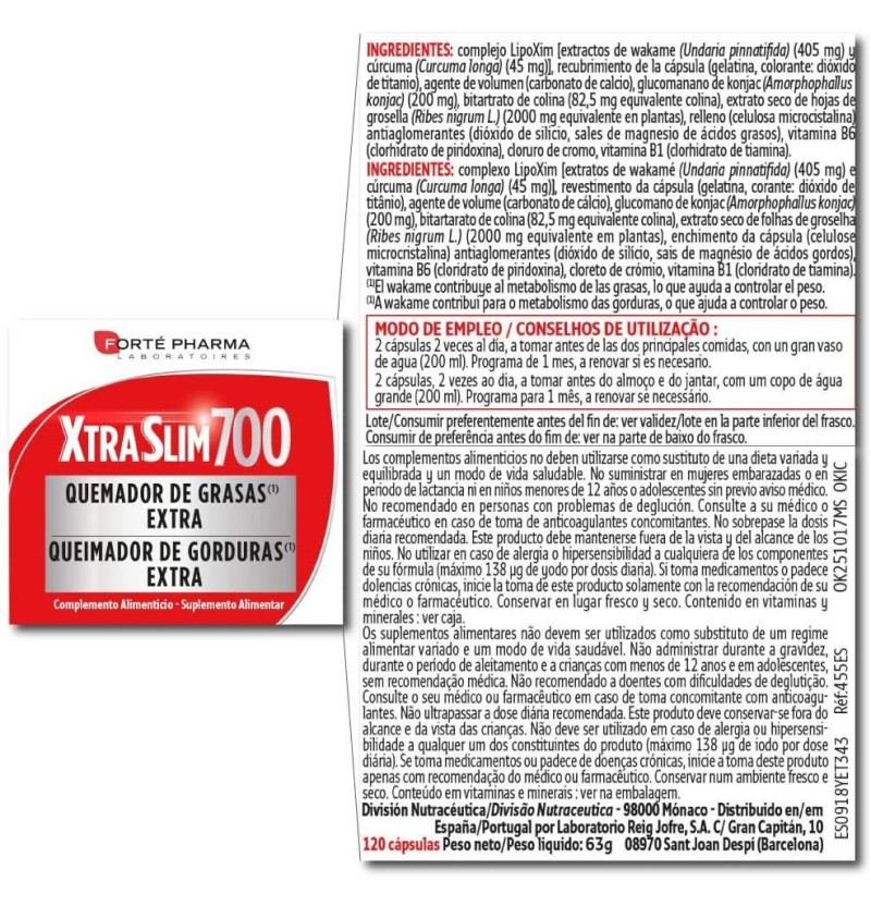 Xtraslim 700 (120 Cápsulas) - Forté Pharma
