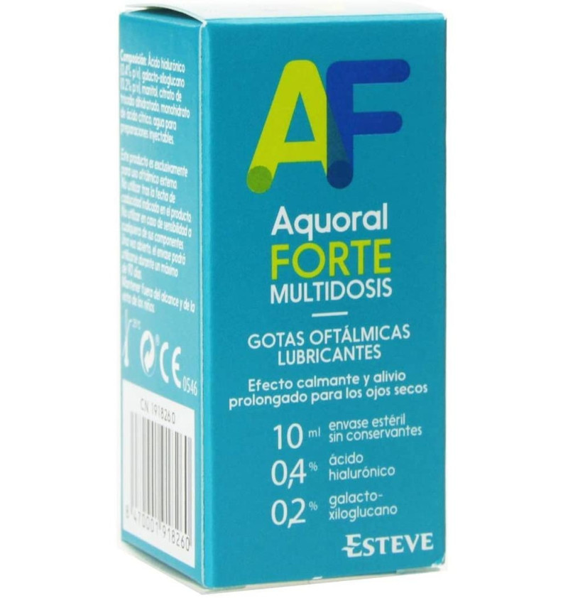 Aquoral Forte Multidosis - Gotas Oftalmicas Lubricantes Esteriles (1 Envase 10 ml) - Esteve Laboratorios S.a