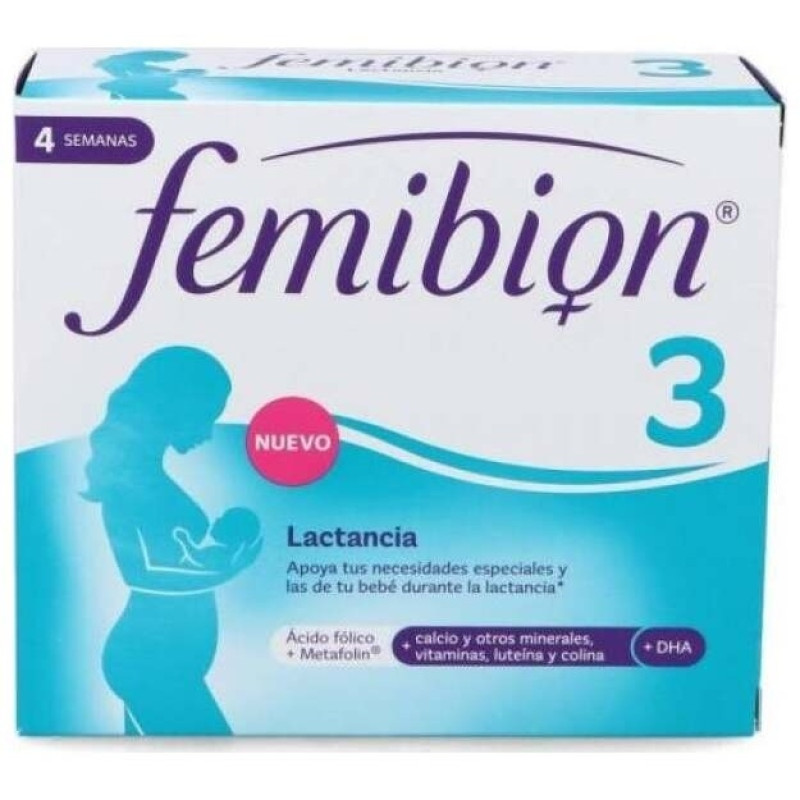 Femibion 3 Multivitaminas Mujer Lactancia con Ácido Fólico 28caps + 28comp - Sin Marca