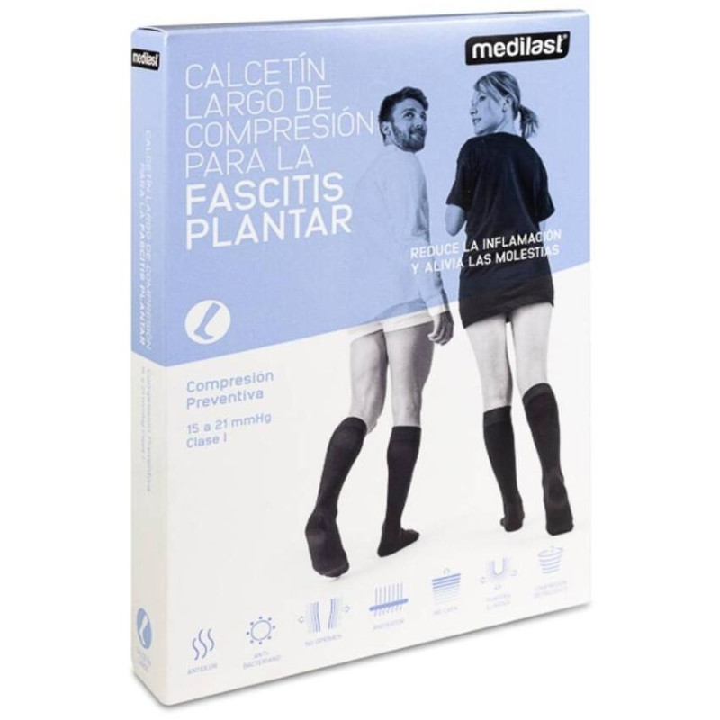 Medilast Calcetín Largo Para Fascitis Plantar Color Negro Talla M, 1 Ud