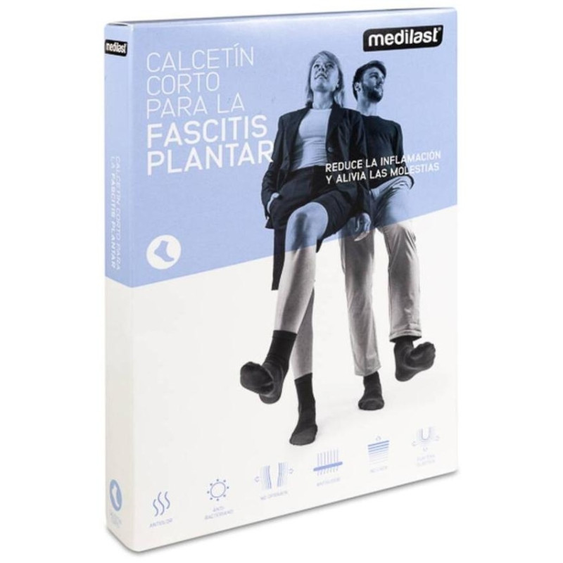 Calcetín Corto para Fascitis Plantar Color Negro Talla M, 1 Ud - Medilast