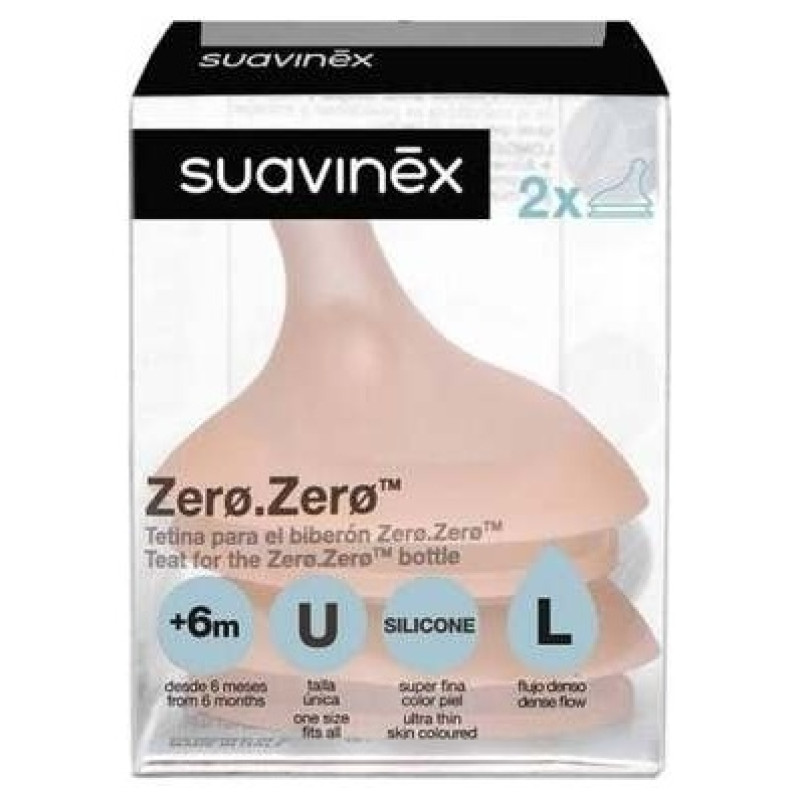 Zero Zero Tetina de Silicona Flujo Denso +6 Meses, 2 Unidades - Suavinex