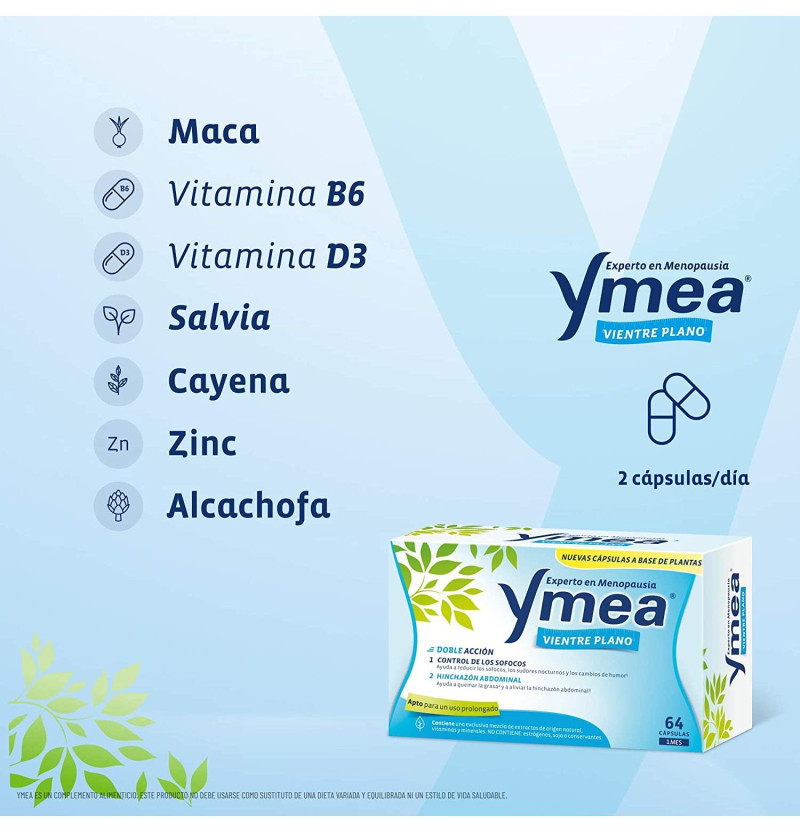 Ymea® Vientre Plano Experto En Menopausia, 64 Caps. - Perrigo