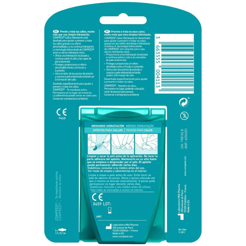 Callos Hidratación Continua Medianos, 6 Uds - Compeed