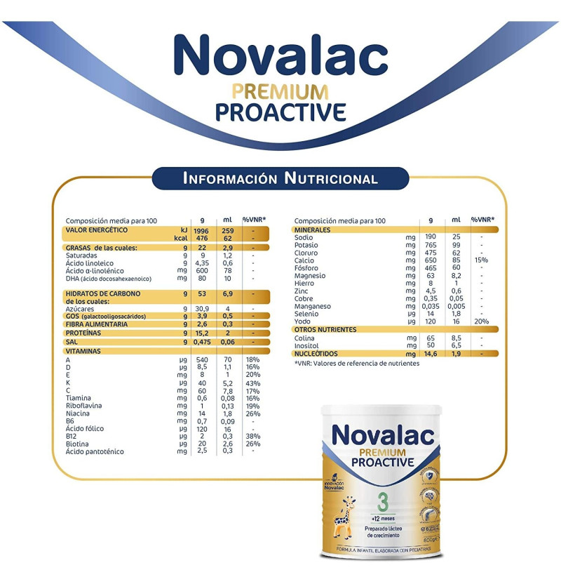 Novalac Premium Proactive 3 (1 Envase 800 G) - Menarini