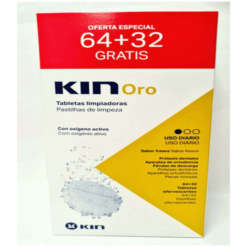 Oro Tabletas Efervescentes Prótesis Dentales 64+32uds - Kin