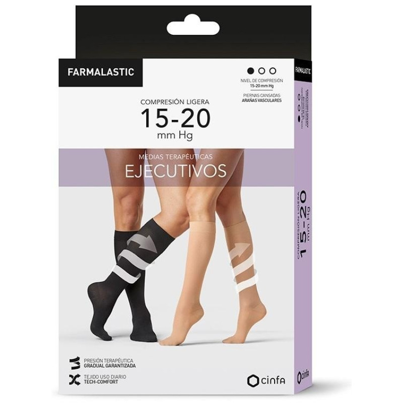 Calcetin Ejecutivo Compresion Ligera Negro 1 Par - Farmalastic