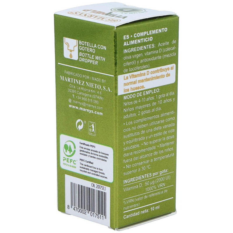 Vitamina D 2000ui Líquida Línea Vitahelp 10ml - Marnys