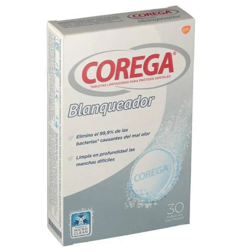 Corega Blanqueador - Limpieza Protesis Dental (30 Tabletas) - Glaxosmithkline