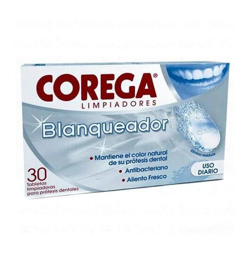 Corega Blanqueador - Limpieza Protesis Dental (30 Tabletas) - Glaxosmithkline