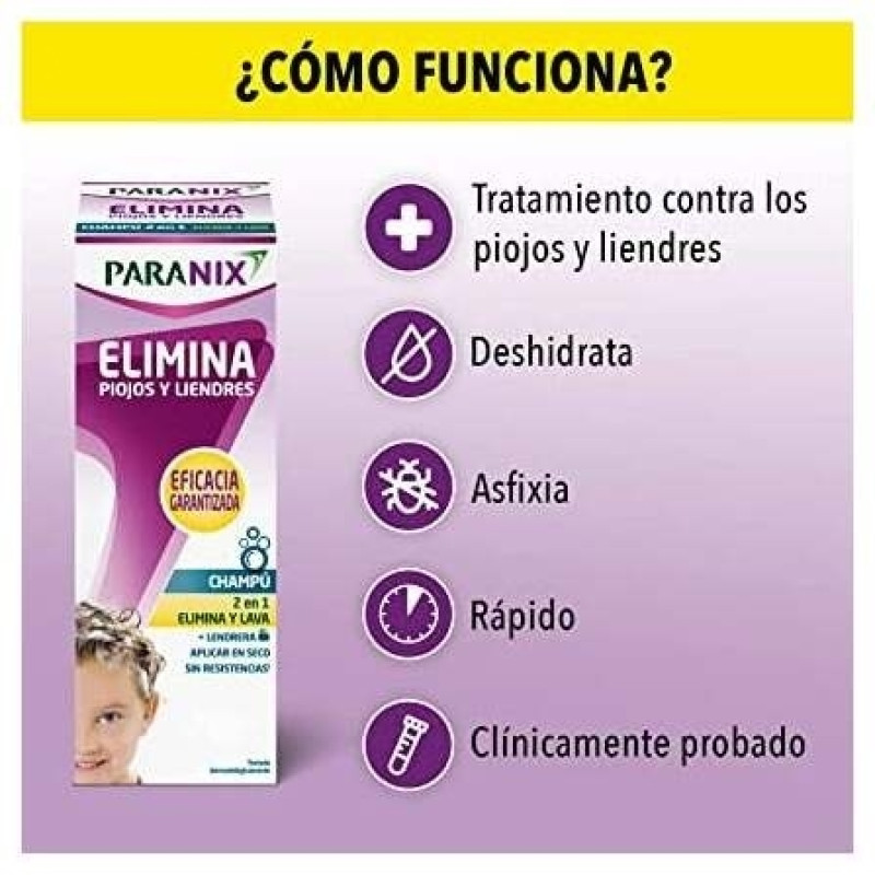 Elimina Piojos y Liendres Champú 200ml - Paranix
