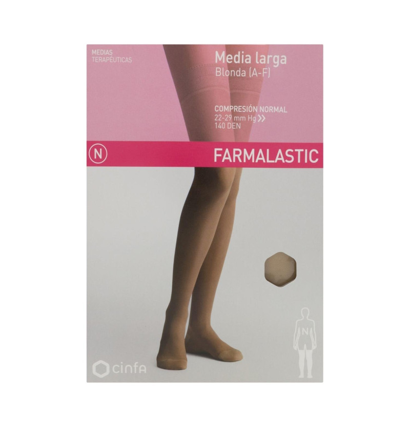 Media Larga (A-F) Compresion Normal - Farmalastic Blonda (Talla Pequeña Color Beige)