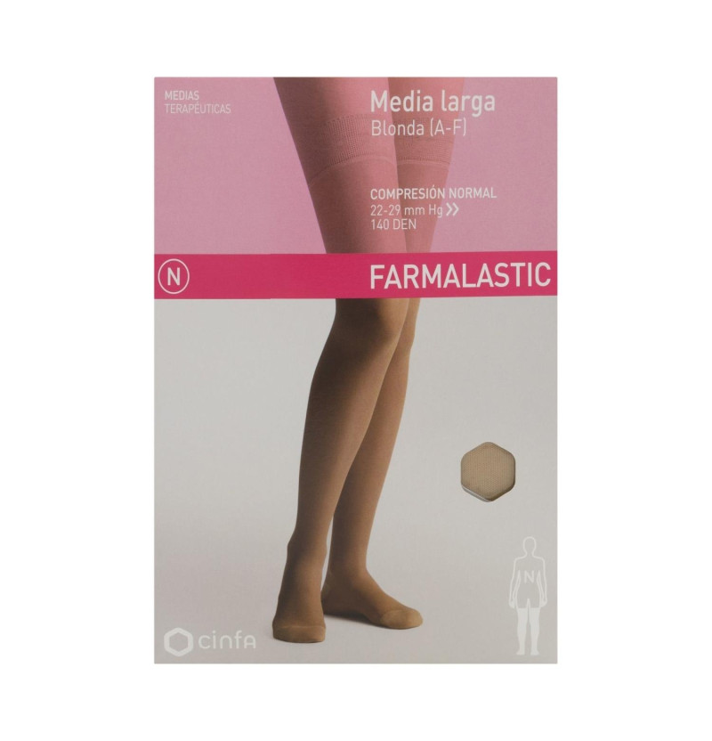 Media Larga (a - F) Compresion Normal - Farmalastic Blonda (talla Mediana Color Beige) - Cinfa S a