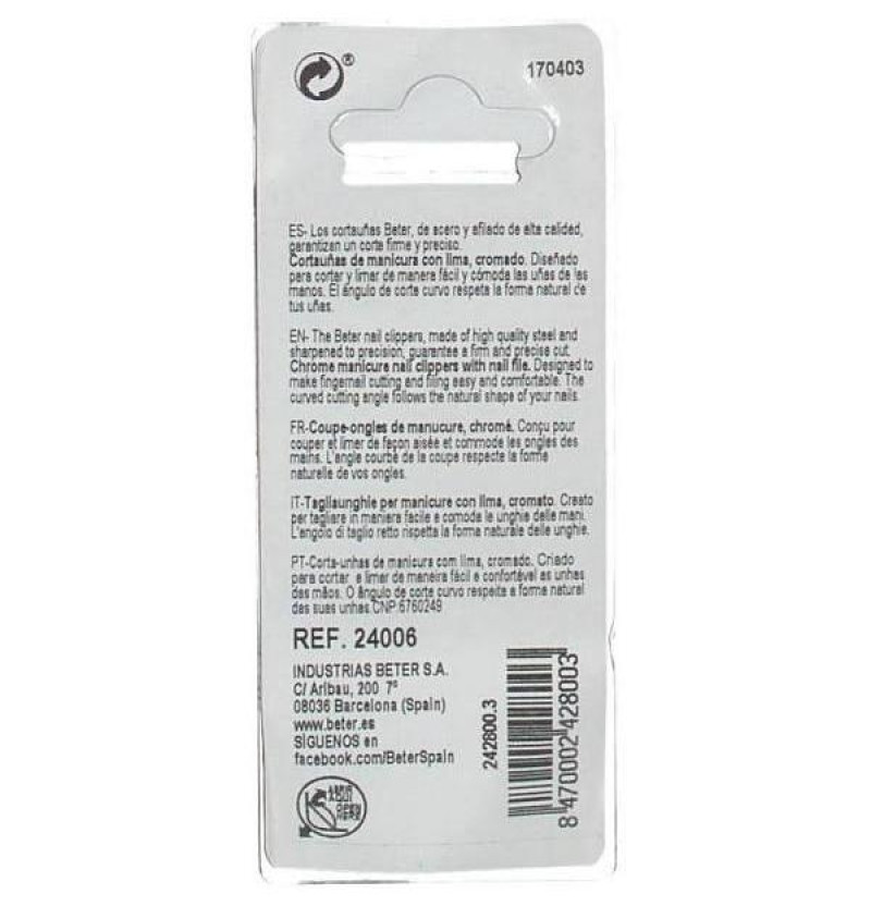 Cortauñas - Beter (cromado Lima Tipo Aleman 5.6 Cm) - Industrias Beter Sa