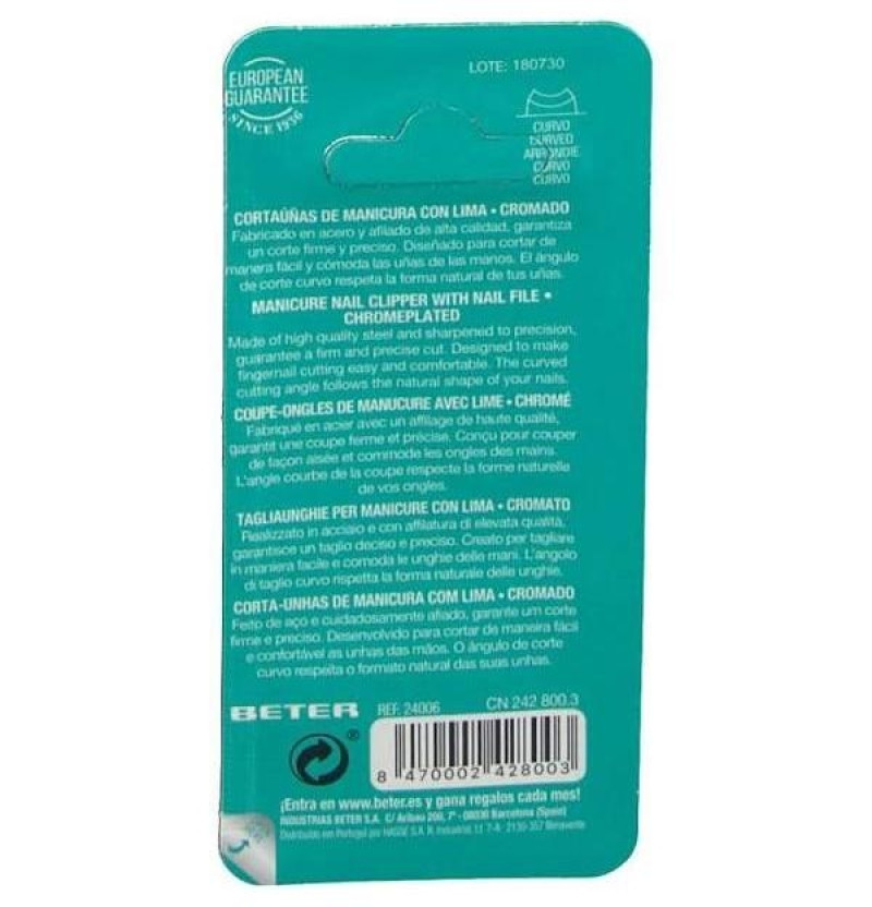 Cortauñas - Beter (cromado Lima Tipo Aleman 5.6 Cm) - Industrias Beter Sa