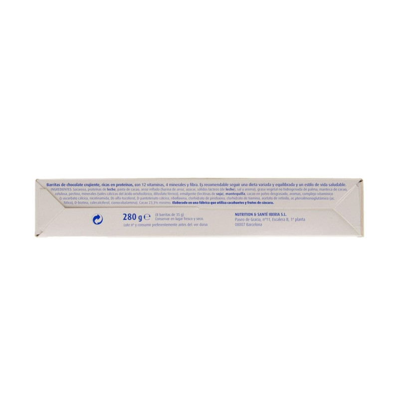 Bimanan Bekomplett Snack (8 Barritas 35 g Sabor Chocolate Crujiente) - Nutricion Sante