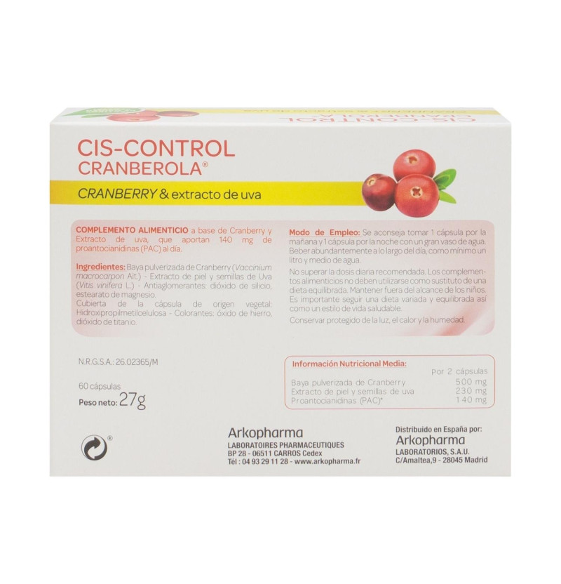 Cranberola Ciscontrol (60 Cápsulas) - Arkopharma