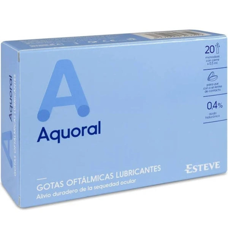 Aquoral - Gotas Oftalmicas Lubricantes Esteriles (20 Monodosis 0,5 ml) - Esteve Laboratorios S.a