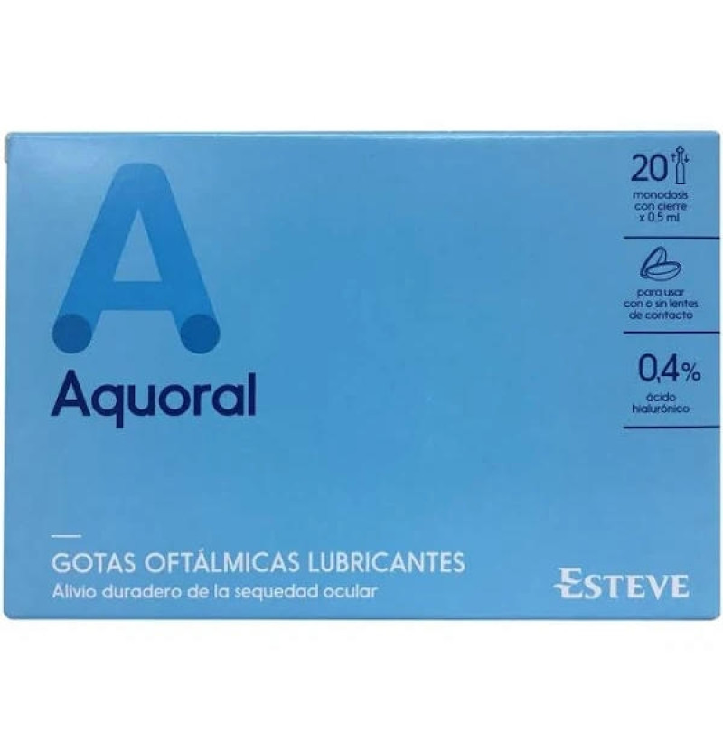 Aquoral - Gotas Oftalmicas Lubricantes Esteriles (20 Monodosis 0,5 ml) - Esteve Laboratorios S.a