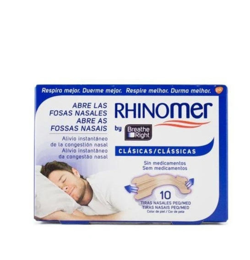 Breathe Right Clasicas - Tira Adh Nasal (10 Unidades Talla Pequeña-Mediana)